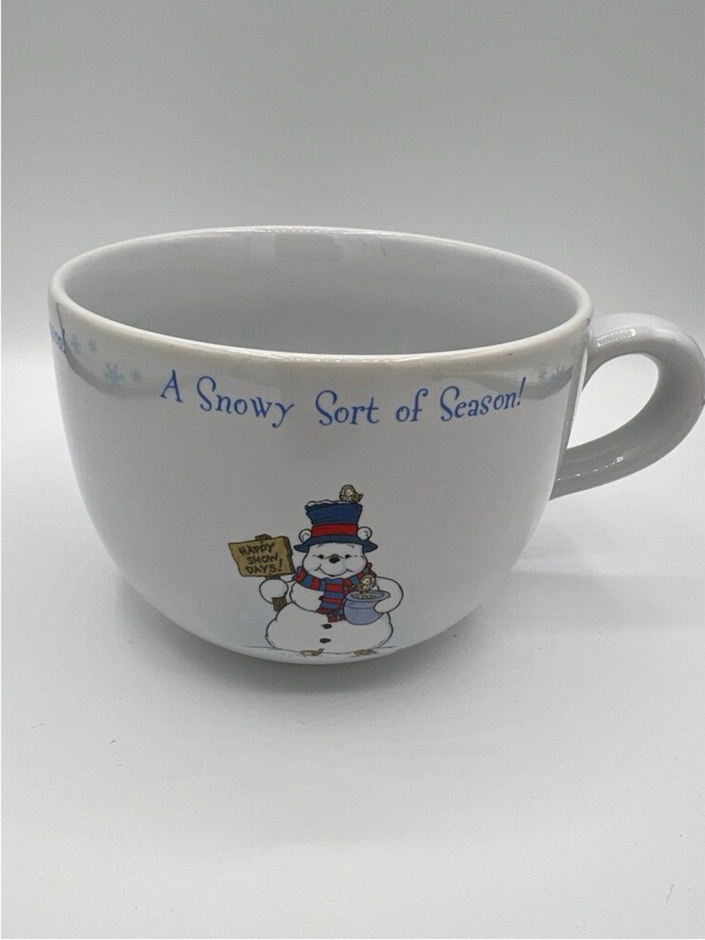 Festive White Snowman Ceramic Mug - A Snowy Sort of Season